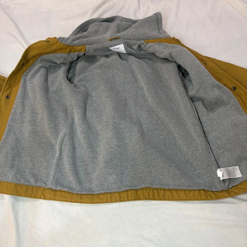 Old Navy Kids XL 14-16 Tan Canvas Hooded Field Jacket Utility Chore Coat Mustard